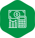 Financial report with growth and calculator.