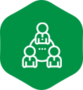 Three people in a circle.